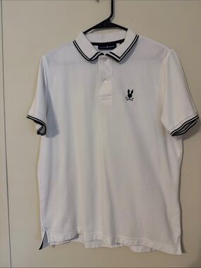 Psycho Bunny White Polo with Black Contrast Trim